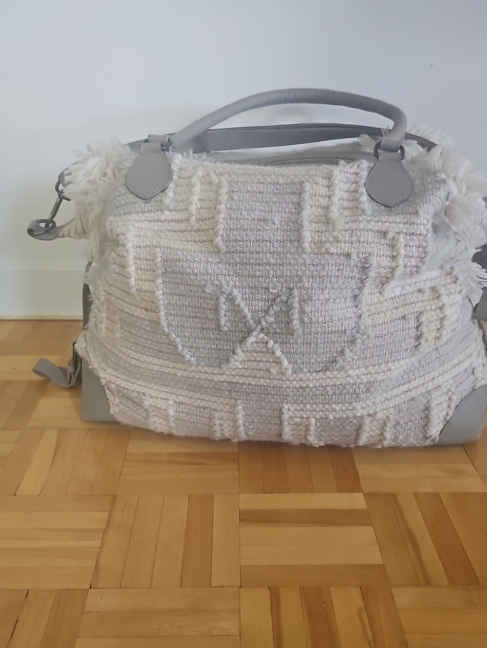 Free People "Head Over Heels" Textured Cream Boho Tote Bag